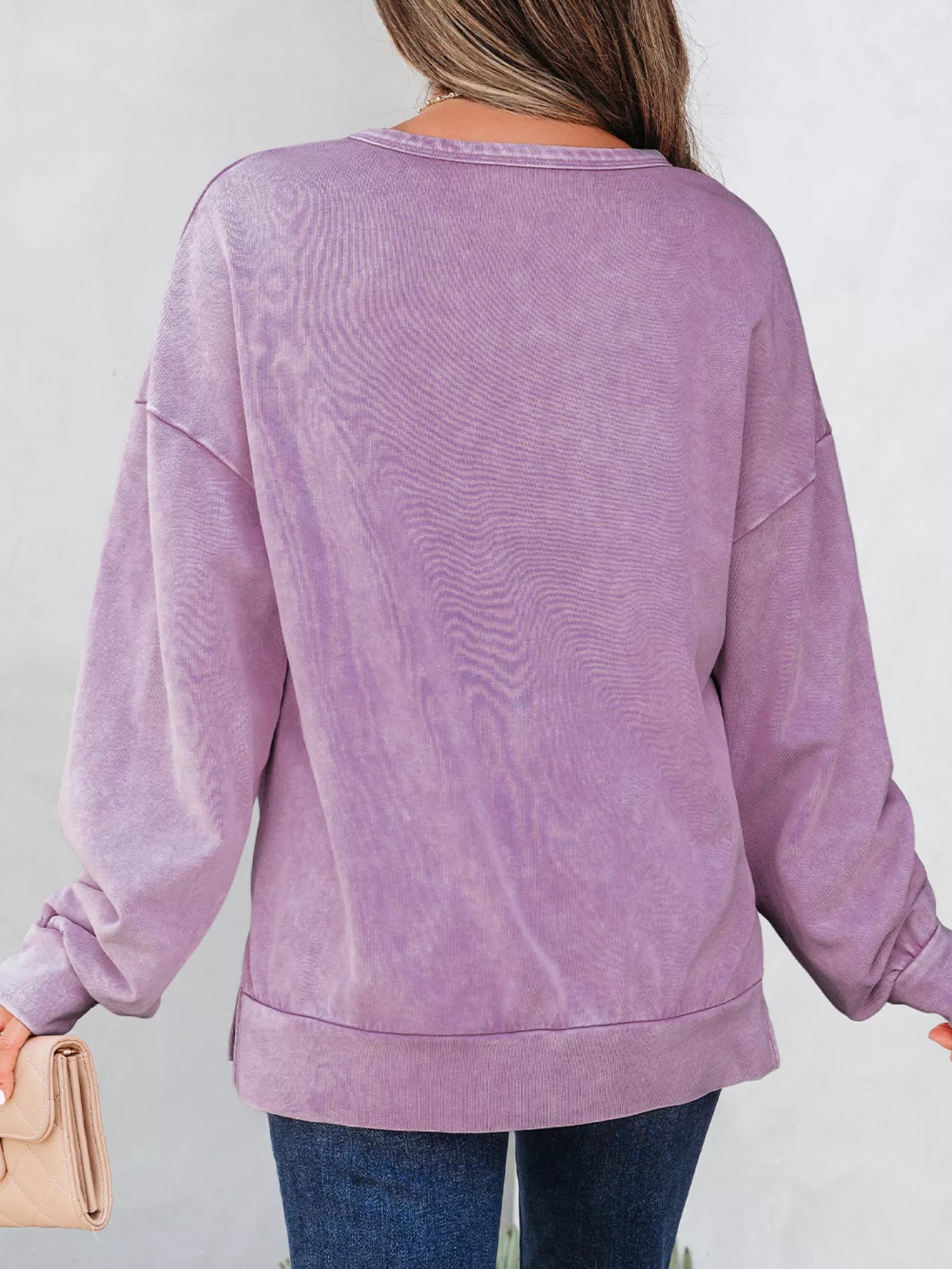Mineral Wash Bow Patchwork Sweatshirt OutfitFlow