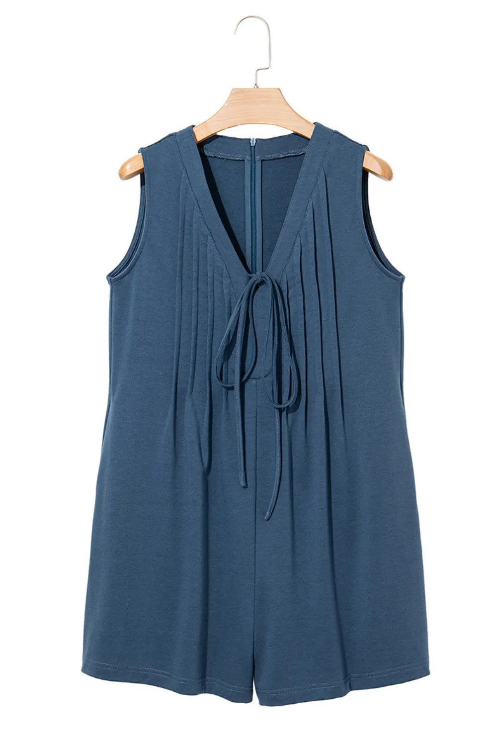Tie Front Sleeveless Romper OutfitFlow