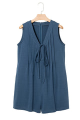 Tie Front Sleeveless Romper OutfitFlow