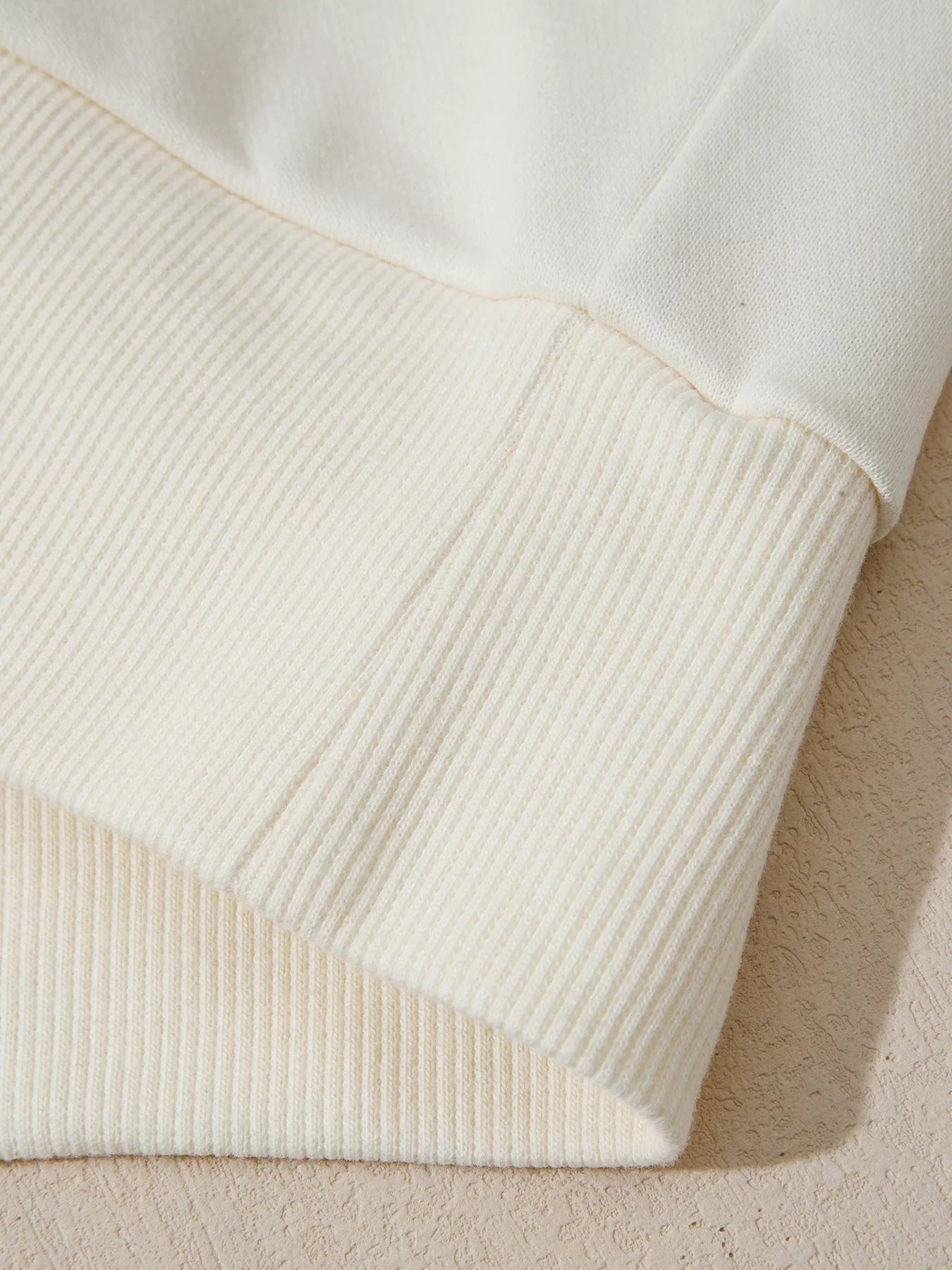 Solid Color Textured Sleeve Patchwork Half Zip Hoodie OutfitFlow