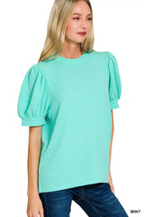 Zenana Raised Rib Puff Sleeve Top OutfitFlow