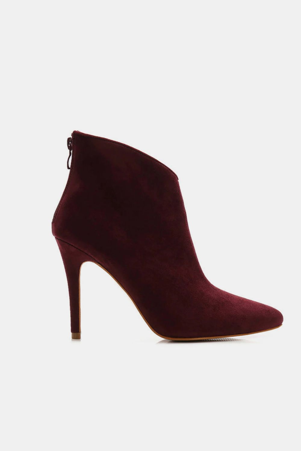 Beast Fashion Suede Stiletto Ankle Booties with Back Zippers OutfitFlow