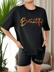Beautiful Round Neck Top and Shorts Casual Set OutfitFlow