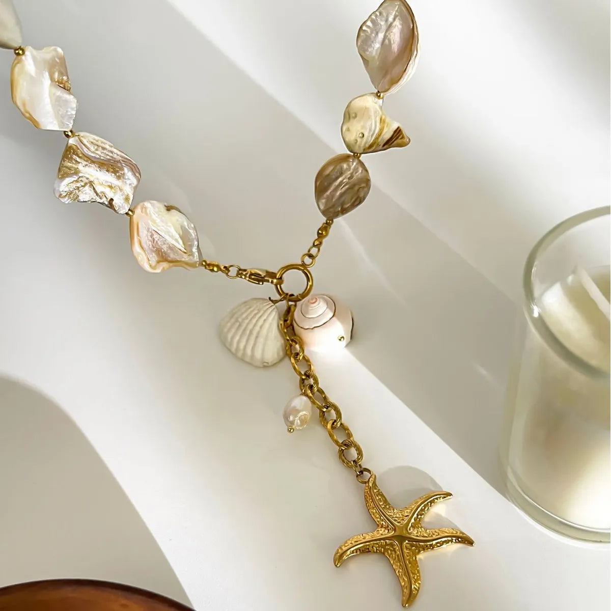 Bohemian Seashell Starfish Pendant Necklace OutfitFlow