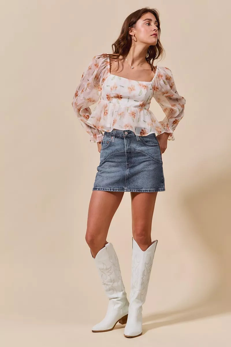 SO ME Washed Denim Mini Skirt with Pockets Trendsi