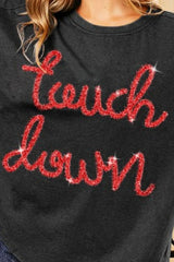 BiBi Touchdown Metallic Letter Vintage Washed Top OutfitFlow