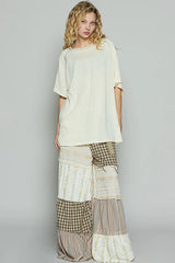 POL Contrast Stitching Half Sleeve Oversized T-Shirt OutfitFlow