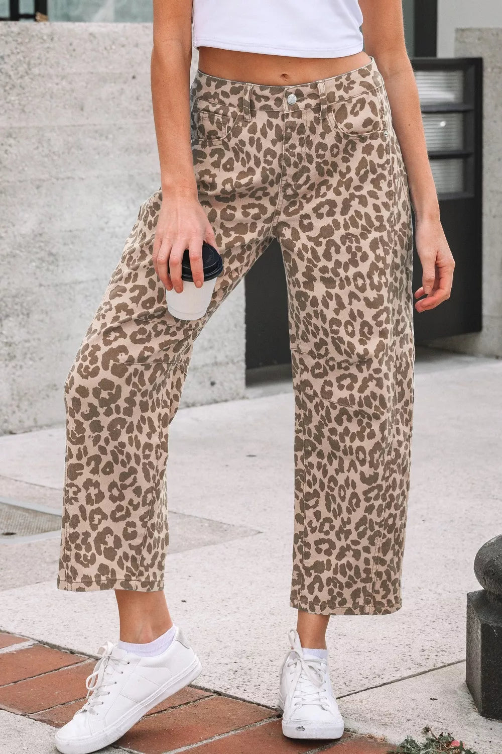 Leopard Print High-Waisted Cropped Jeans OutfitFlow