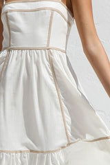 Contrast Trim Square Neck Midi Cami Dress OutfitFlow