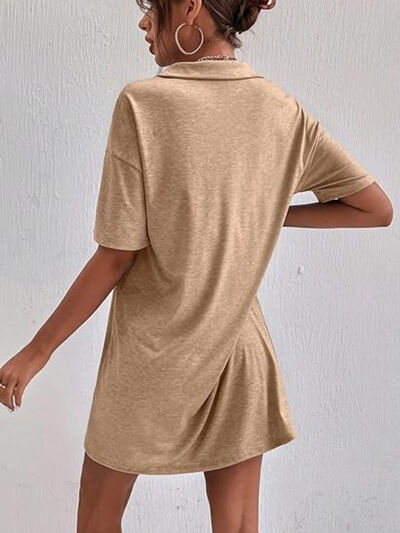 Johnny Collar Short Sleeve Polo Dress OutfitFlow