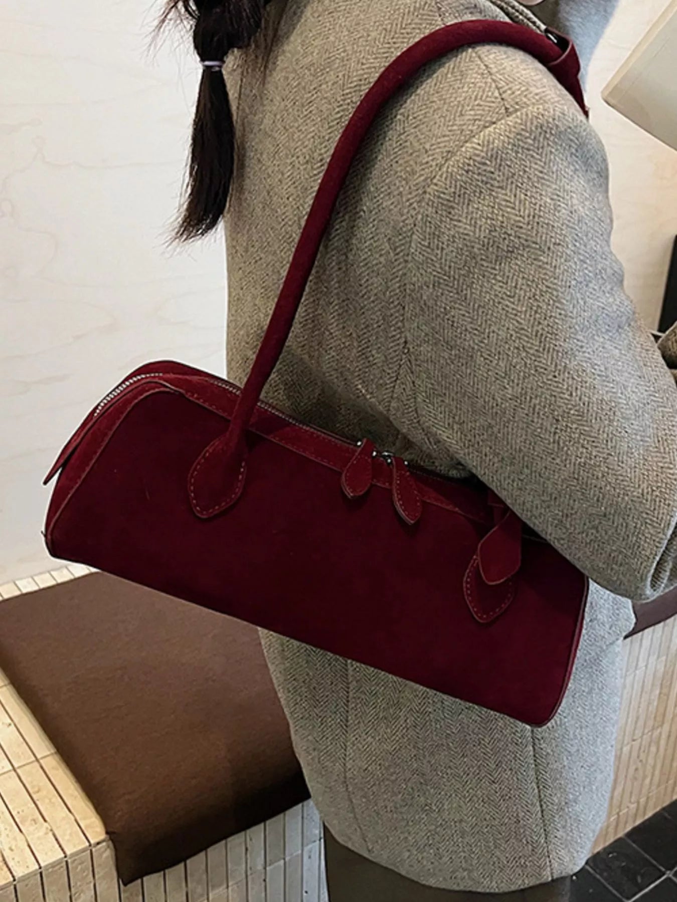 Solid Color Shoulder Bag Trendsi