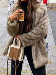 Long Sleeve Winter Faux Fur Outerwear OutfitFlow