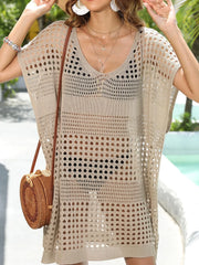 Crochet Knit Beach Cover Up Dress OutfitFlow