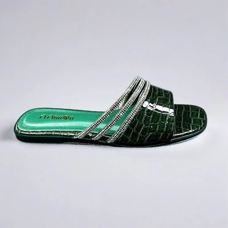 Open Toe Flats Sandals Green OutfitFlow