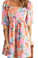 Printed Half Sleeve Mini Dress OutfitFlow