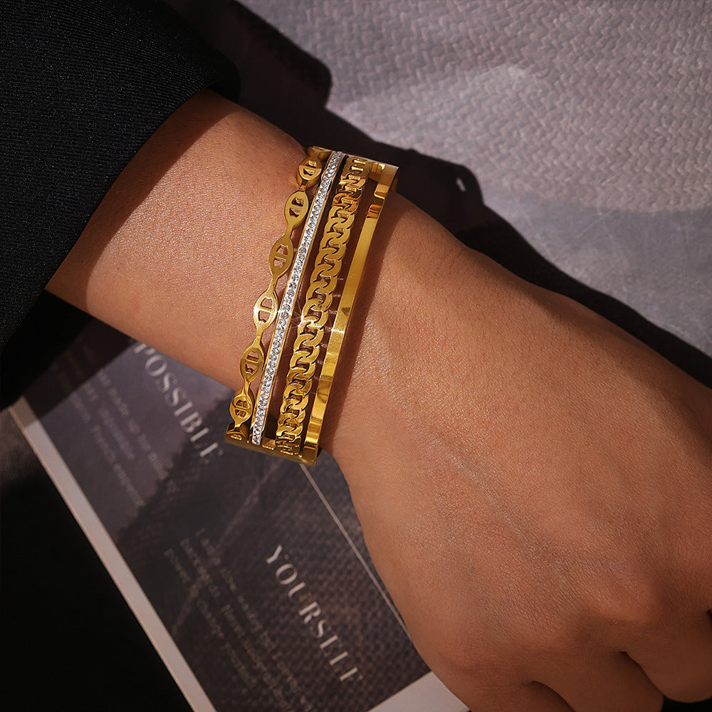 Outfit Flow - 18K Gold-Plated Czech Diamond Bracelet