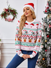 Outfit Flow - Christmas Element Round Neck Long Sleeve Sweater