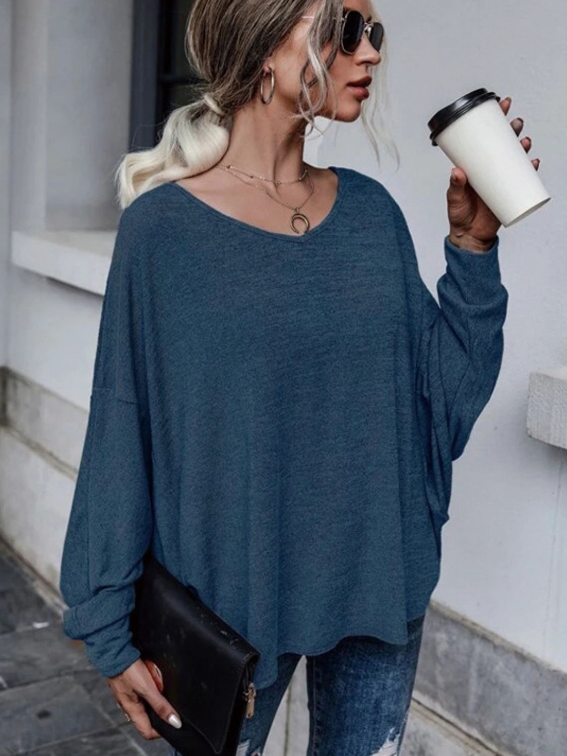 Outfit Flow - Full Size Double Tie Drop Shoulder Long Sleeve T-Shirt