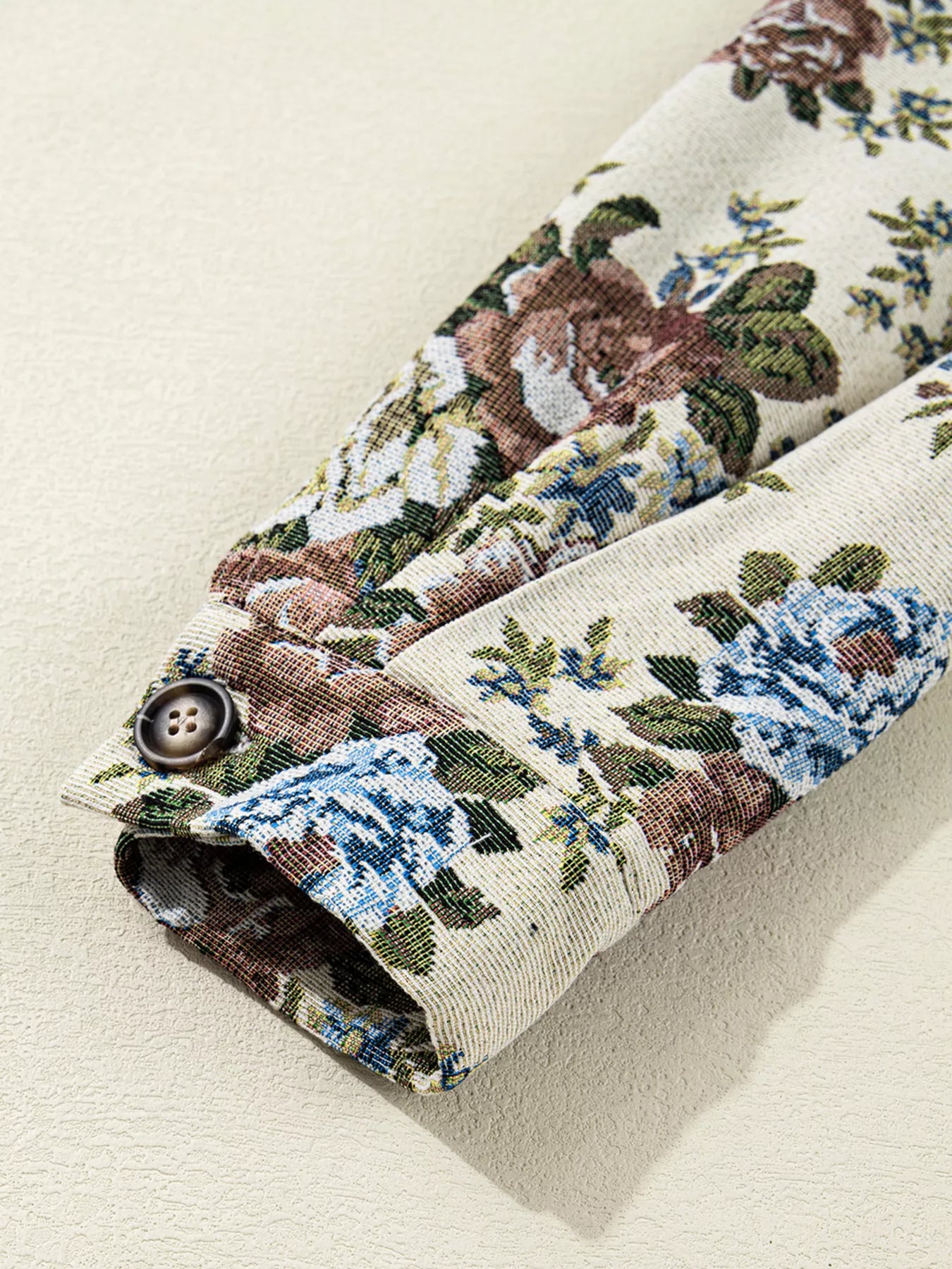 Floral Print Zip Up Contrast Collared Jacket OutfitFlow