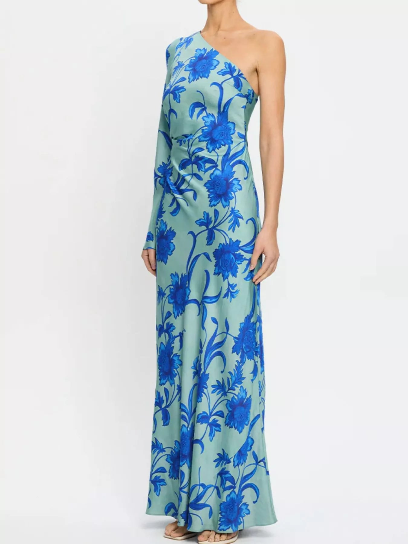Floral Print One-Shoulder Maxi Dress OutfitFlow