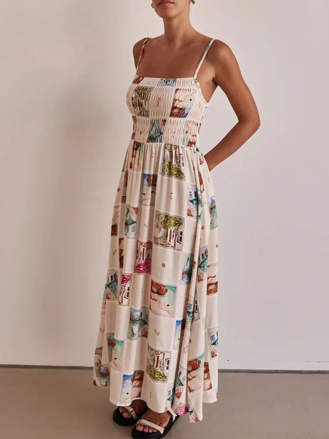 Smocked Square Neck Cami Dress OutfitFlow