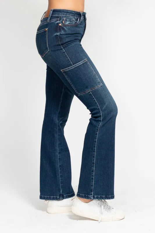 Judy Blue Full Size High Waist Cargo Bootcut Jeans Plus Size OutfitFlow
