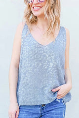 And The Why Leopard Foil Print Sleeveless Sweater Top OutfitFlow