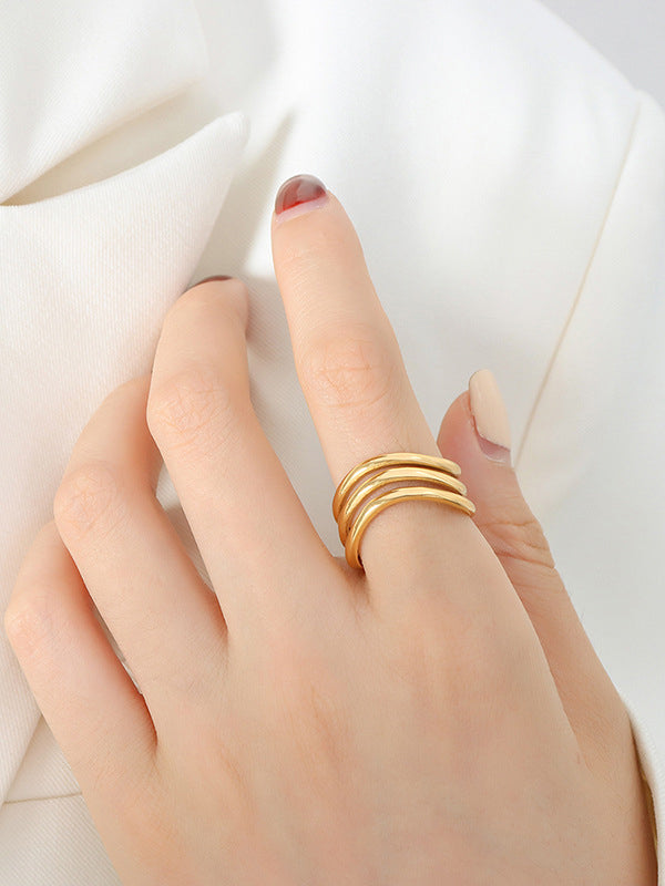 Outfit Flow - Titanium Steel Three-Layered Ring