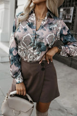 Printed Collared Neck Long Sleeve Shirt