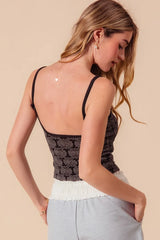 SO ME Two Tone Floral Seamless Tank Top OutfitFlow