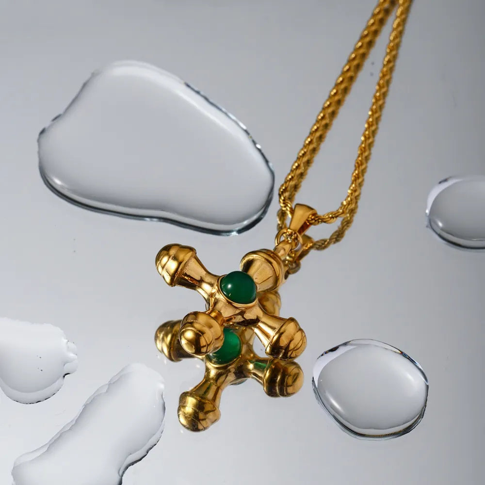 Gold-Plated Stainless Steel Cross Shape Pendant Necklace OutfitFlow