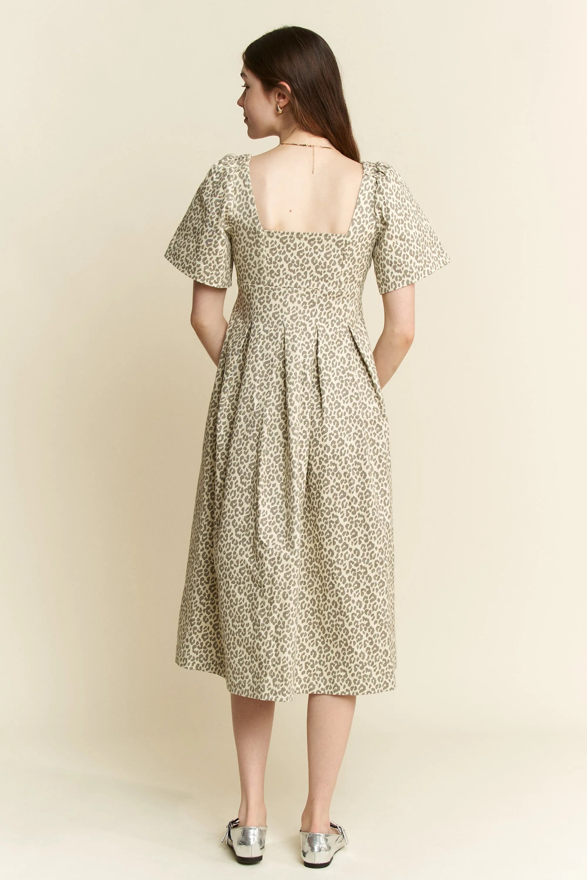 Jade By Jane Leopard Print Bell Sleeve Midi Dress OutfitFlow