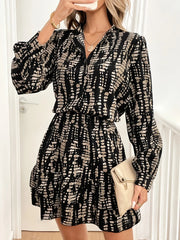 Tie-Dye Print Long Sleeve Mini Dress OutfitFlow