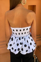 Smocked Back Bubble Hem Tube Top OutfitFlow