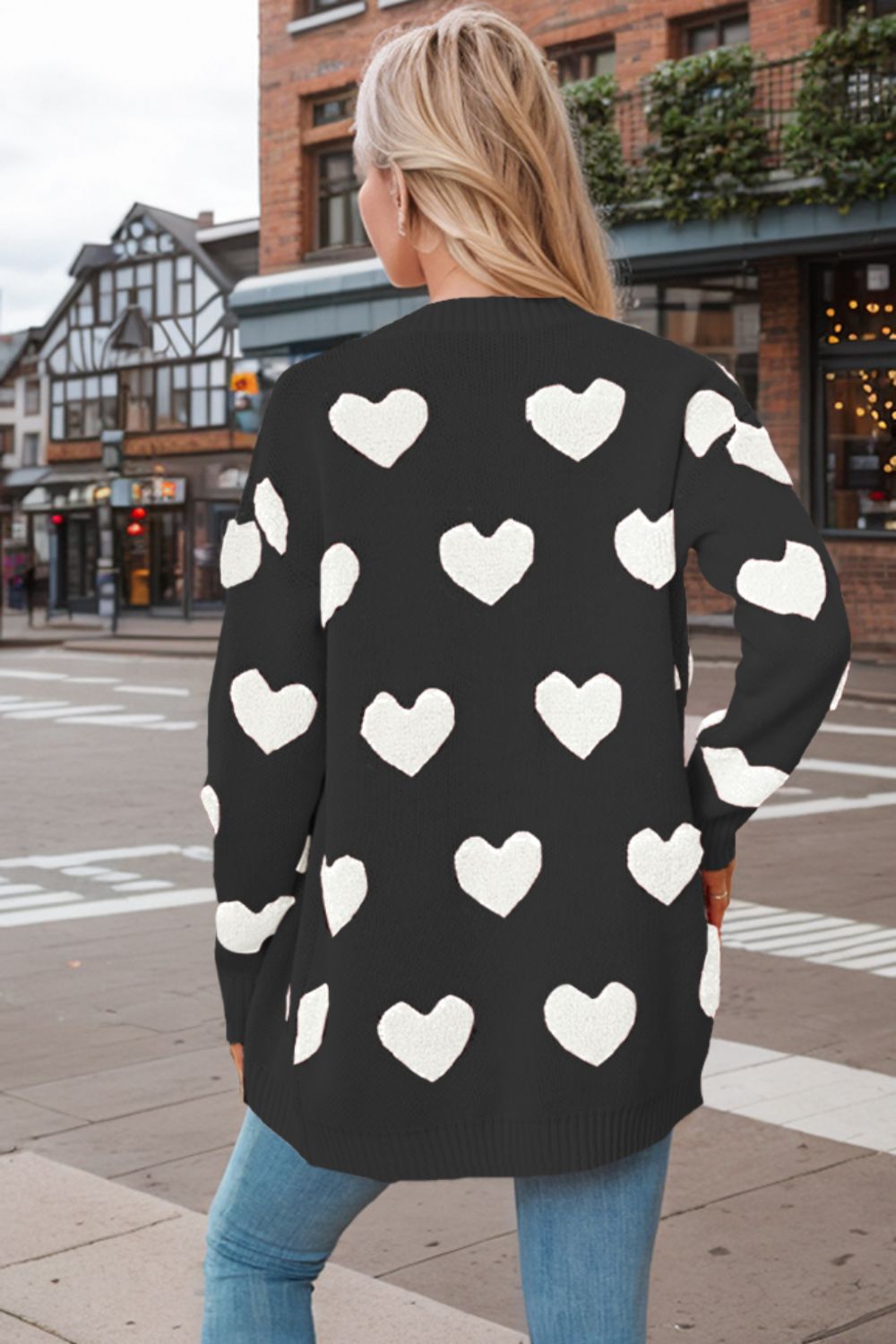 Outfit Flow - Heart Button Down Long Sleeve Cardigan