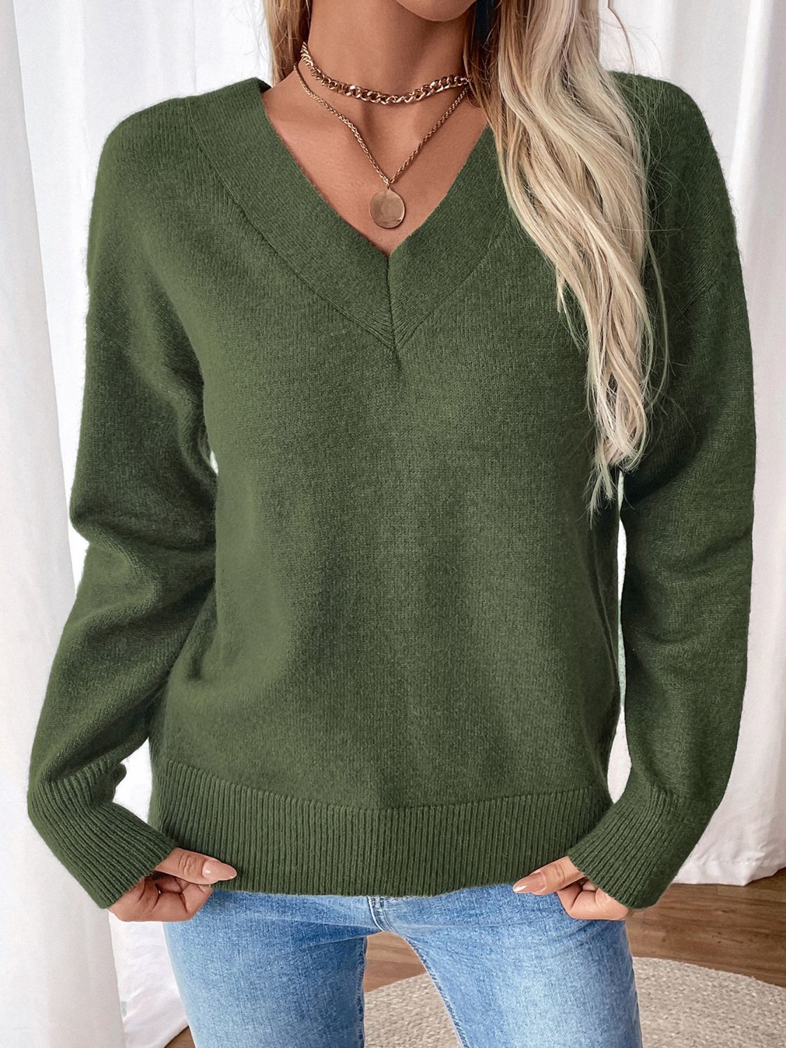 Outfit Flow - Perfee Twisted V-Neck Long Sleeve Sweatshirt