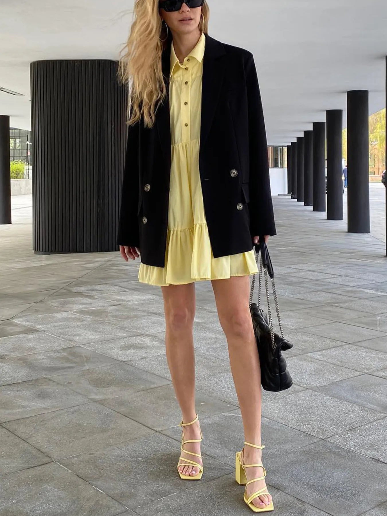 Tiered Long Sleeve Shirt Dress OutfitFlow