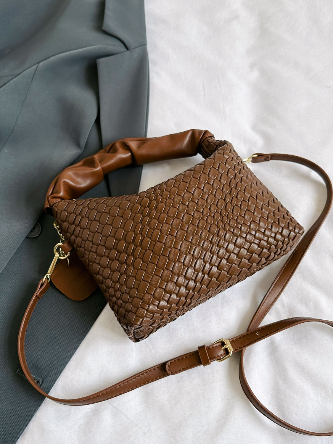 Outfit Flow - PU Leather Woven Crossbody Bag