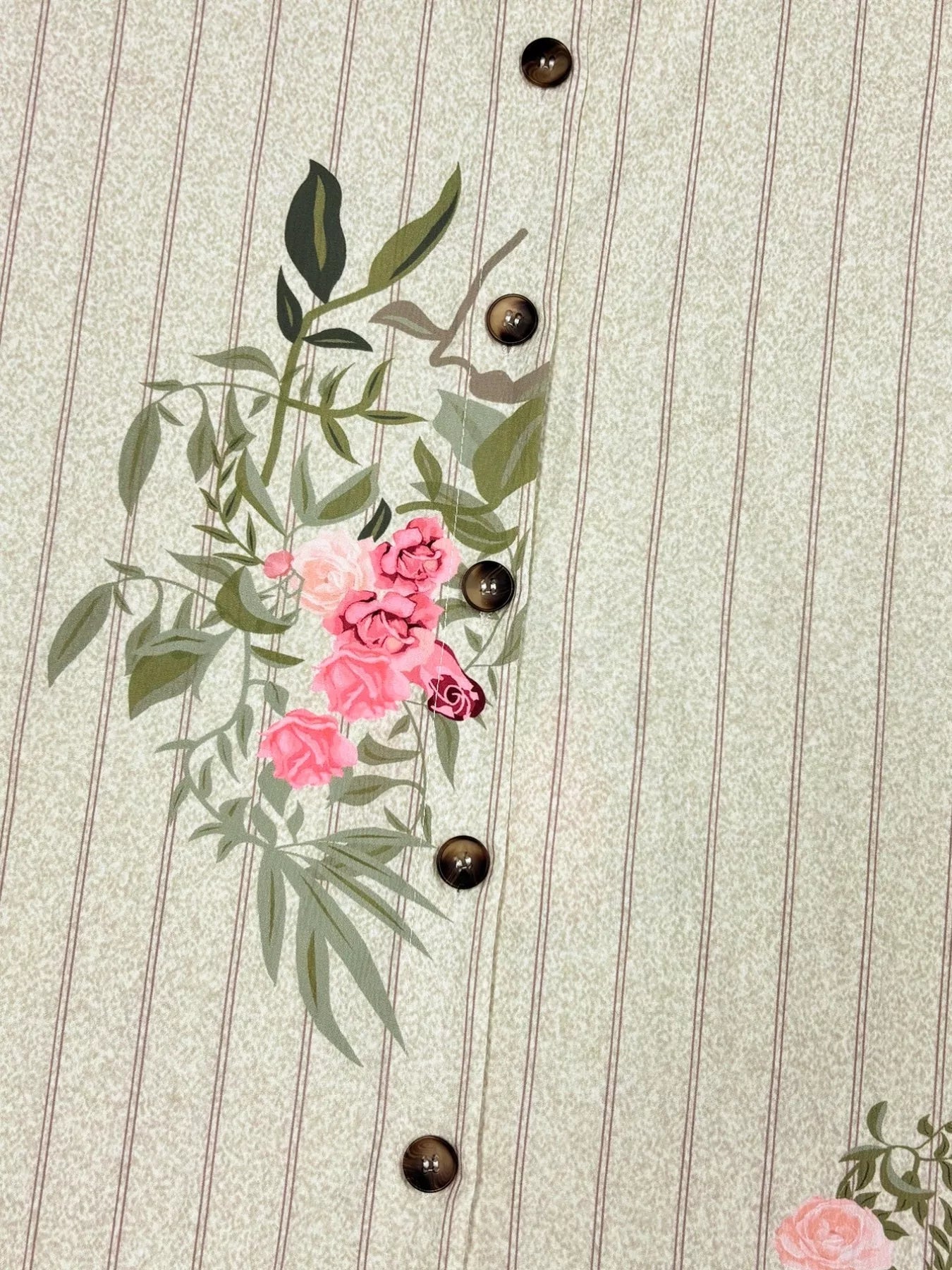 Plus Size Floral Striped Button-Down Midi Shirt Dress OutfitFlow