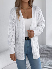 Open-Front Crochet Knit Cardigan OutfitFlow