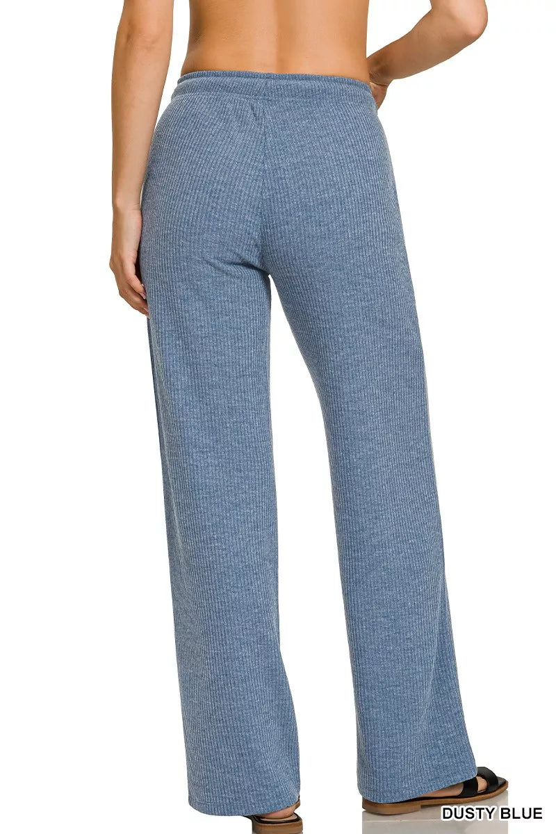 Zenana Ribbed Drawstring Lounge Pants OutfitFlow