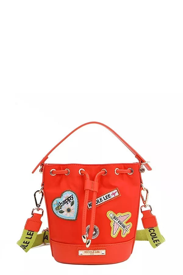 Nicole Lee USA Color Patch Bucket Bag ORANGE One Size Trendsi