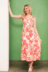 Lime 'N' Chili Sleeveless Floral Print V-Neck Midi Dress OutfitFlow