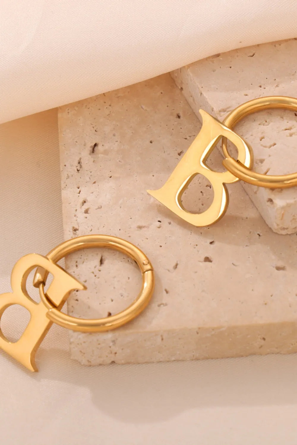 Titanium Steel Letter Hoop Earrings OutfitFlow