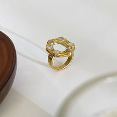18K Gold-Plated Oval Statement Ring OutfitFlow