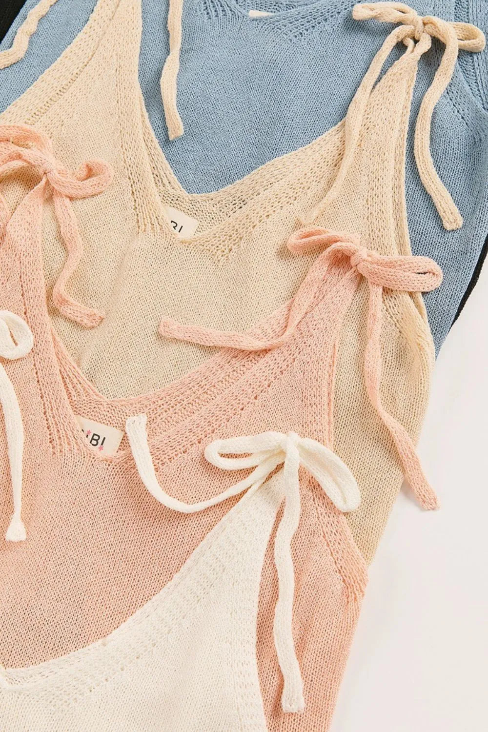 BiBi Tied Shoulder Solid Knit Top OutfitFlow