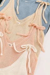 BiBi Tied Shoulder Solid Knit Top OutfitFlow