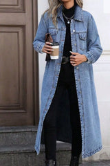 Longline Button-Front Denim Jacket OutfitFlow