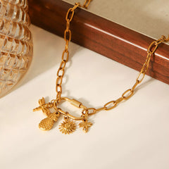 18K Gold-Plated Lock Chain Necklace Gold onesize OutfitFlow
