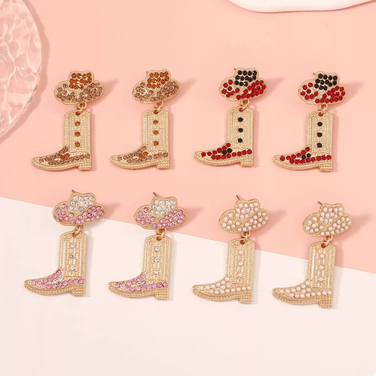 Rhinestone Cowboy Boot Dangle Earrings OutfitFlow